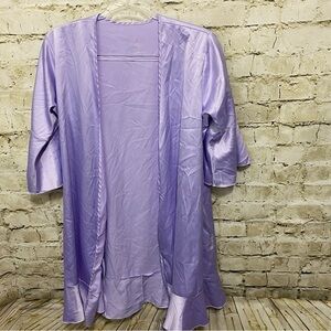 Sioro Purple Satin Silky Feel Flutter Sleeve Robe